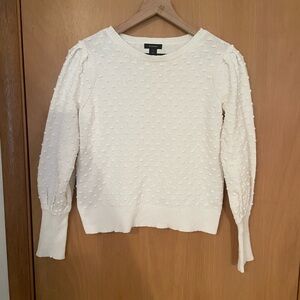 Halogen Prima Cotton White Polka Dot Sweater Size S